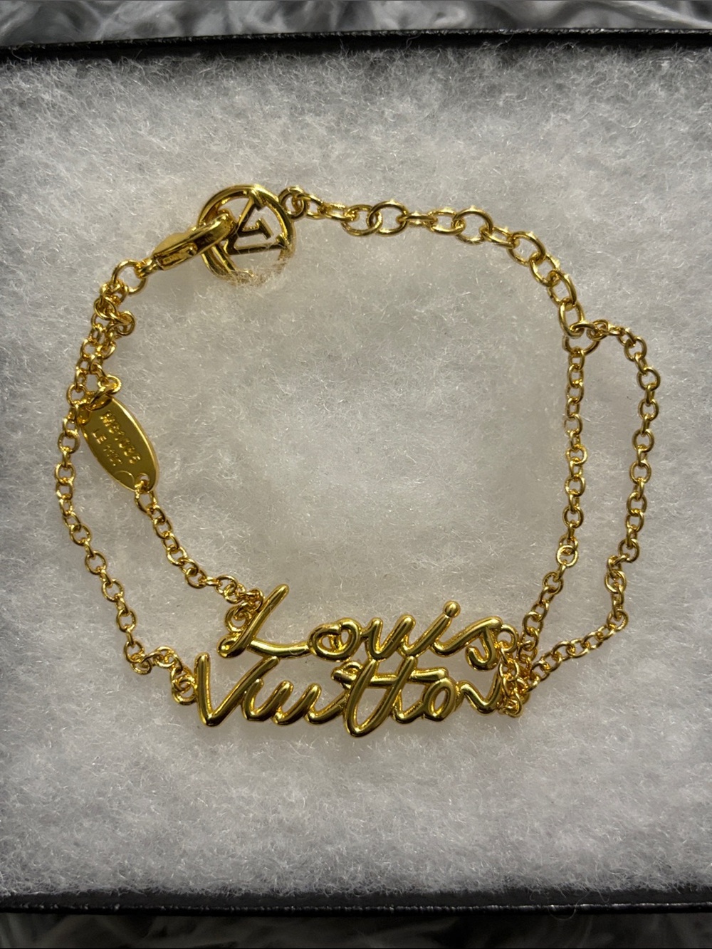 Louis Vuitton Inspired Gold Script Nameplate Bracelet